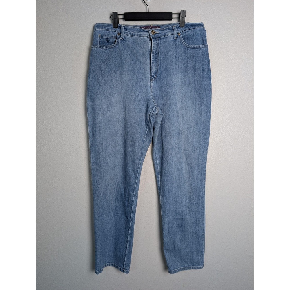 Gloria Vanderbilt Amanda Jeans Womens 14 Blue High Rise Tapered Light Wash Denim